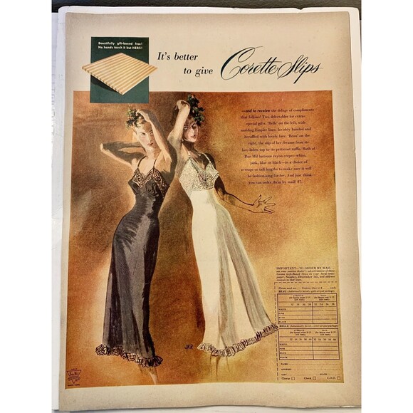 Corette Slips Print Ad Ephemera Wall Art Decor JKR VTG 1948 Pin Up Sexy Lingerie - Picture 2 of 9